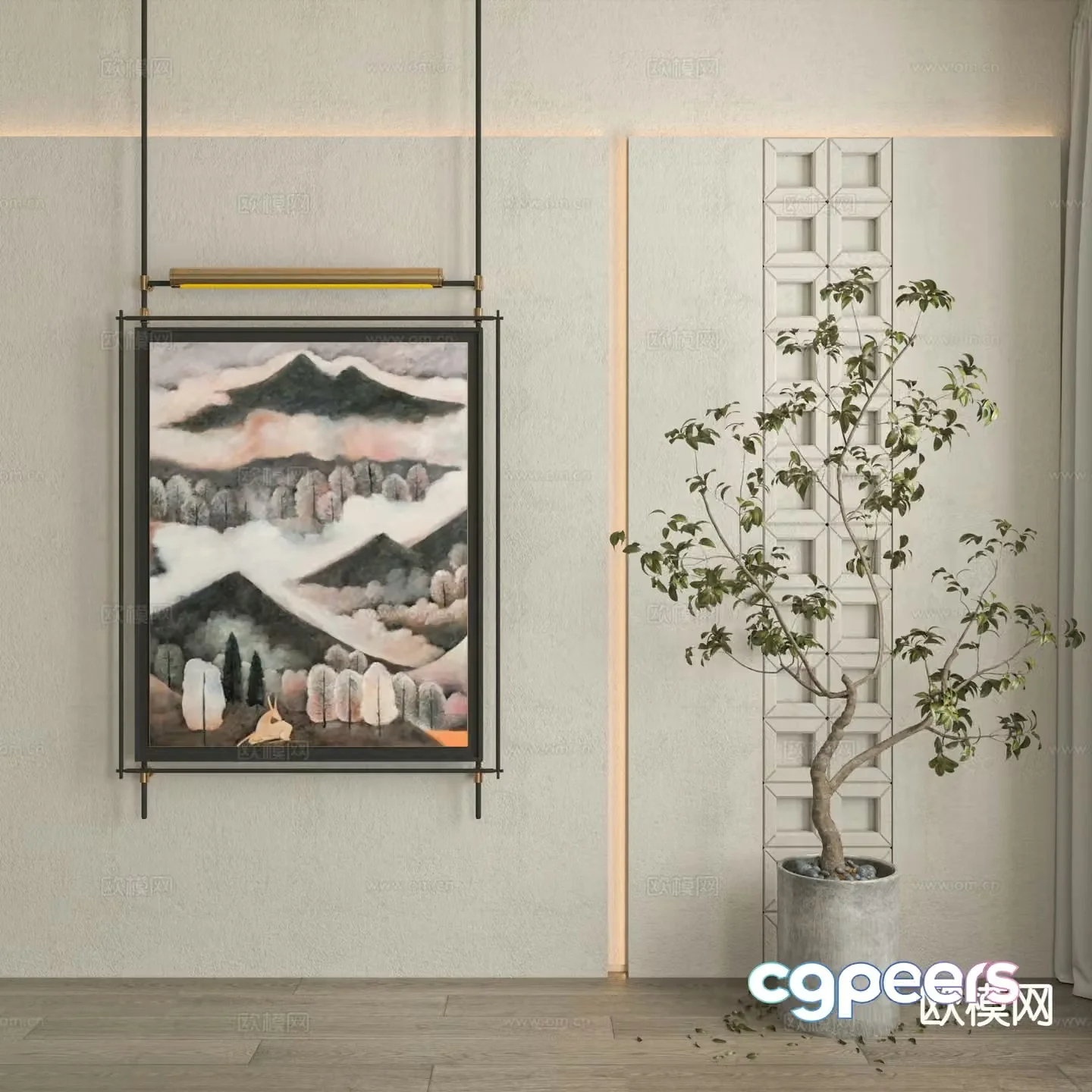 Medieval style decorative painting art painting hanging painting 3D model