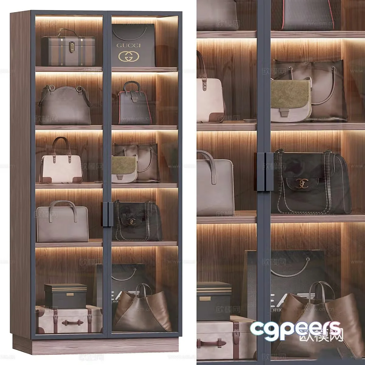 Modern light luxury wardrobe storage cabinet 3D model