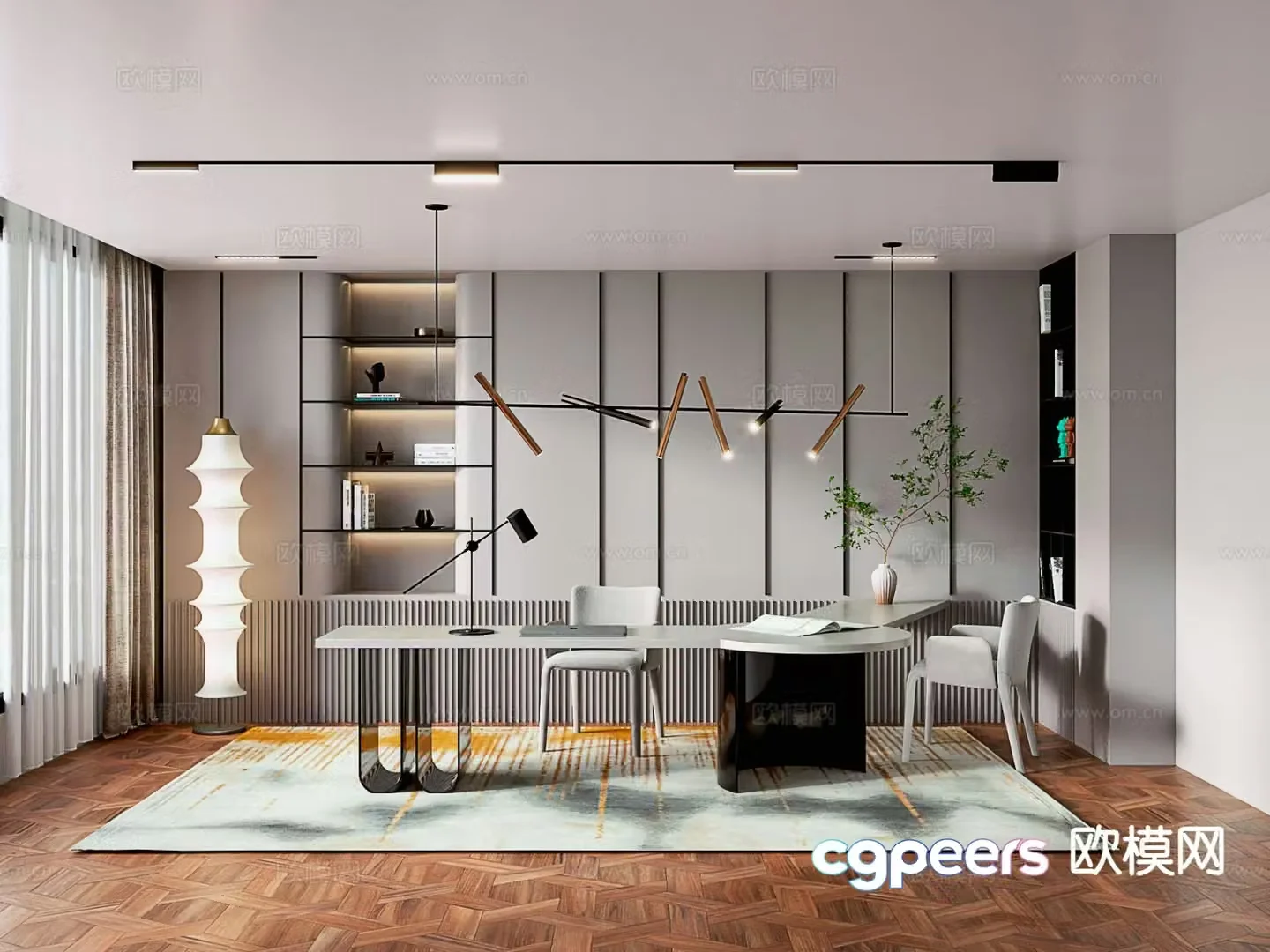 Modern study room 3d model
