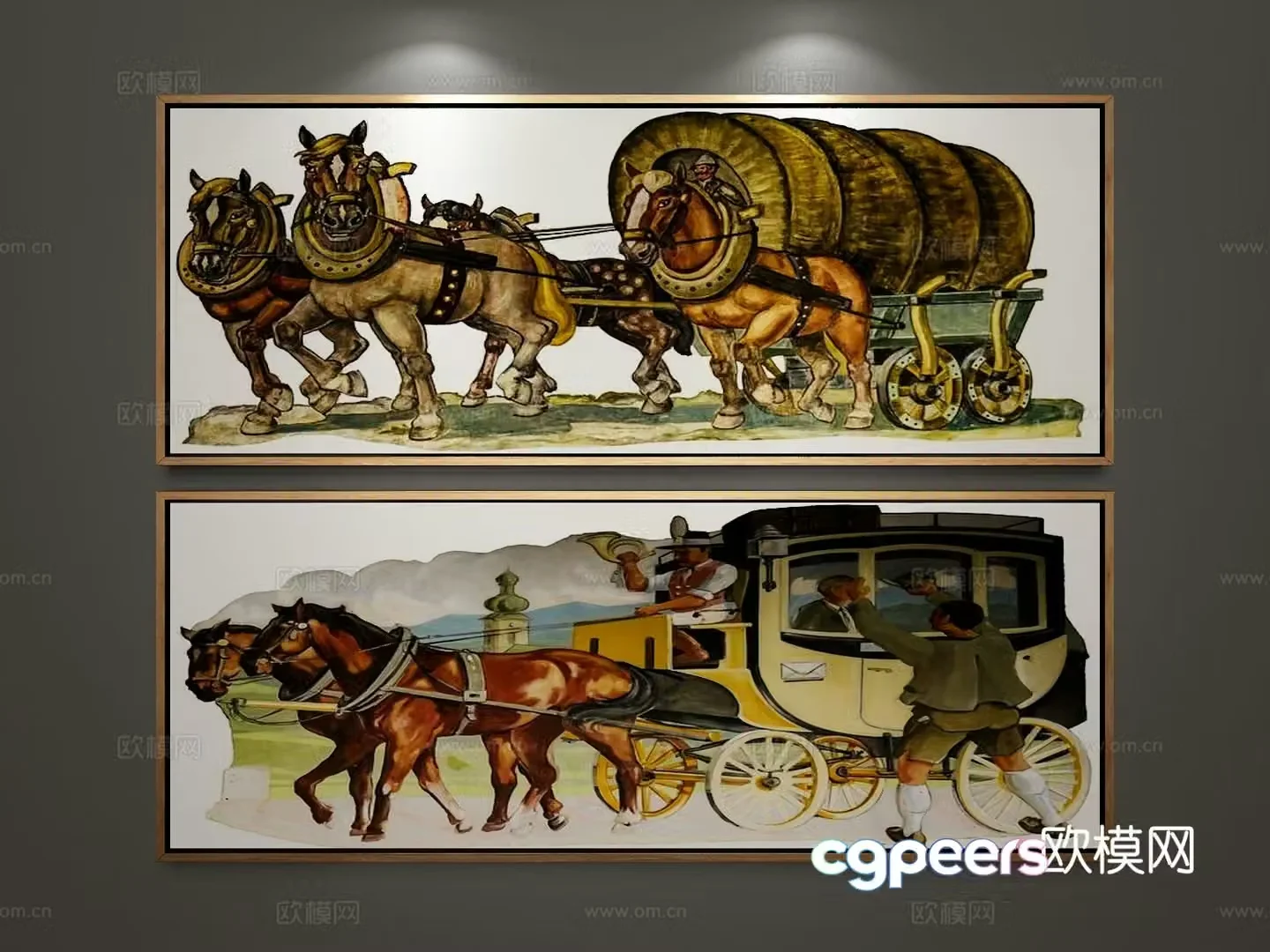 Medieval style banner painting oil painting decorative painting 3D model
