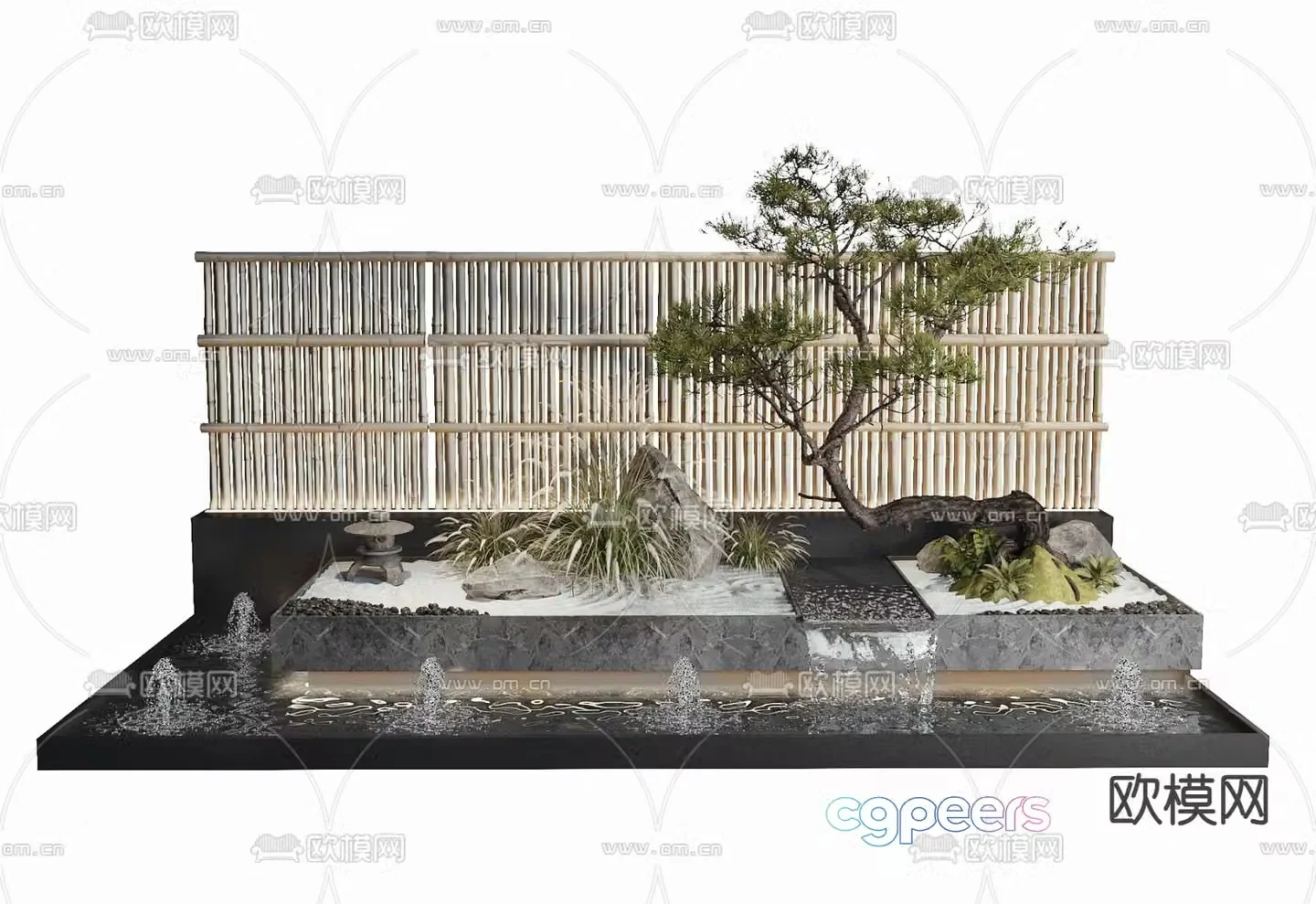 Waterscape landscape fountain flowing water 3d model