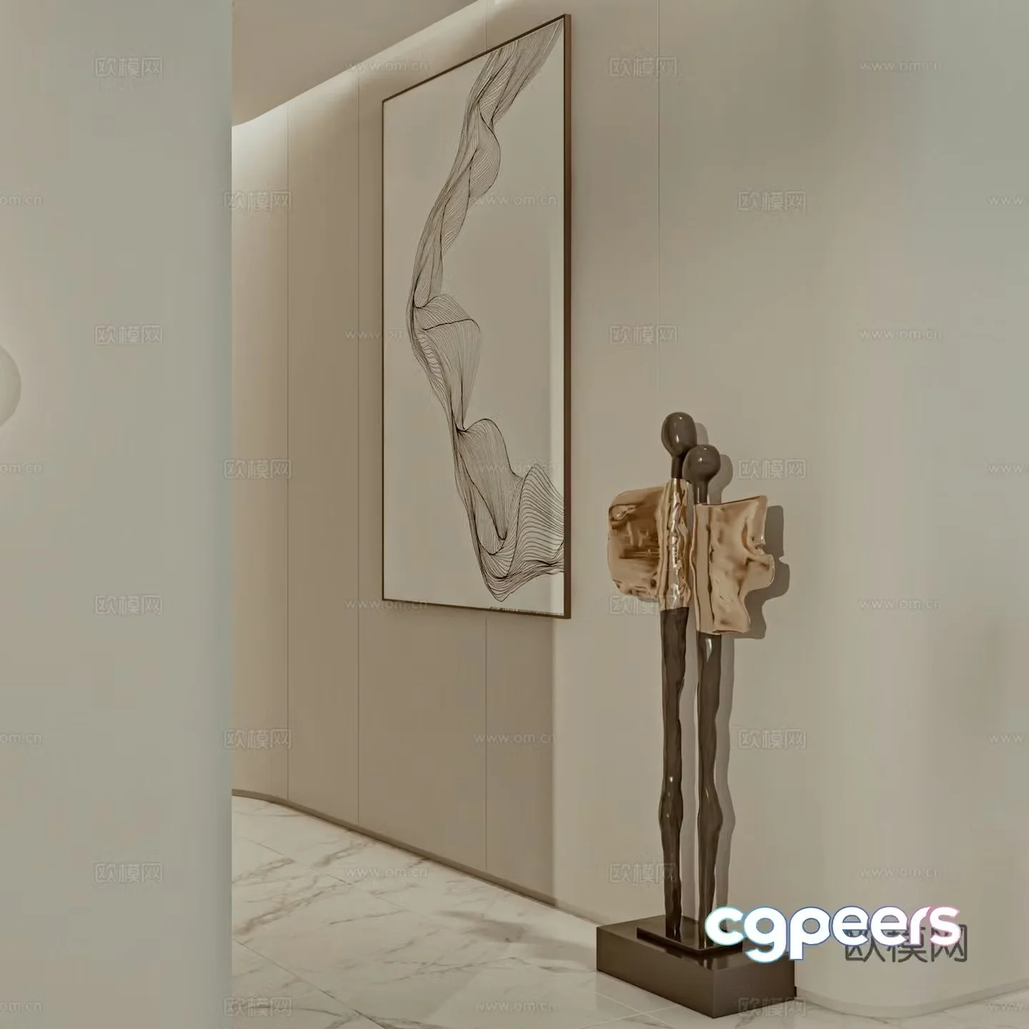 Modern art installation sculpture decorative painting 3d model