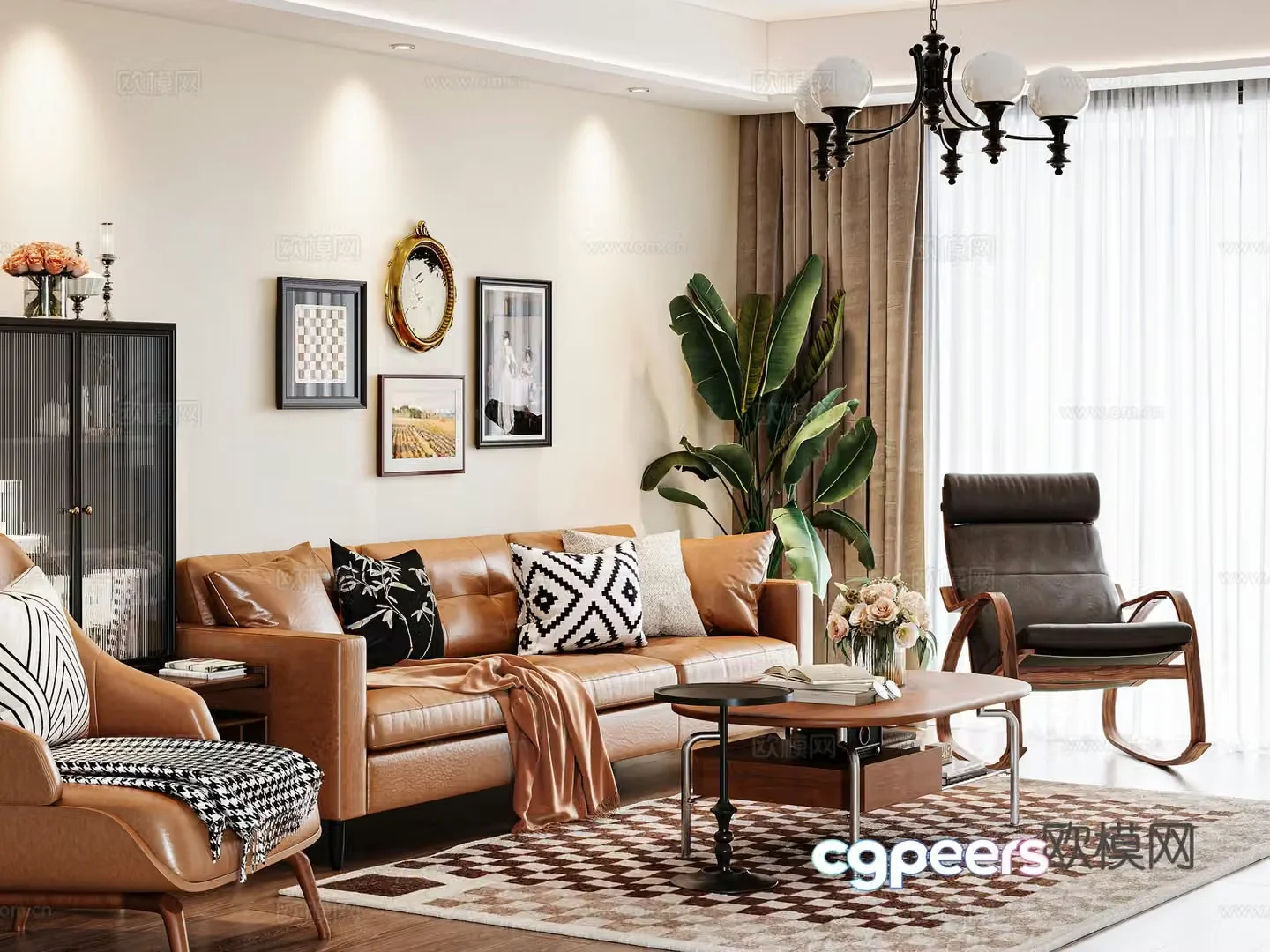 French retro sofa modular sofa 3d model