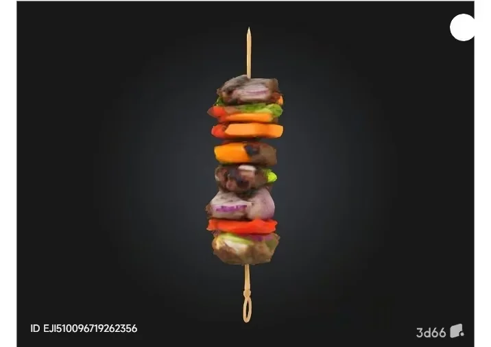 A Skewer Of Meat And Vegetables 3D Model – 7221 – VRAY Render