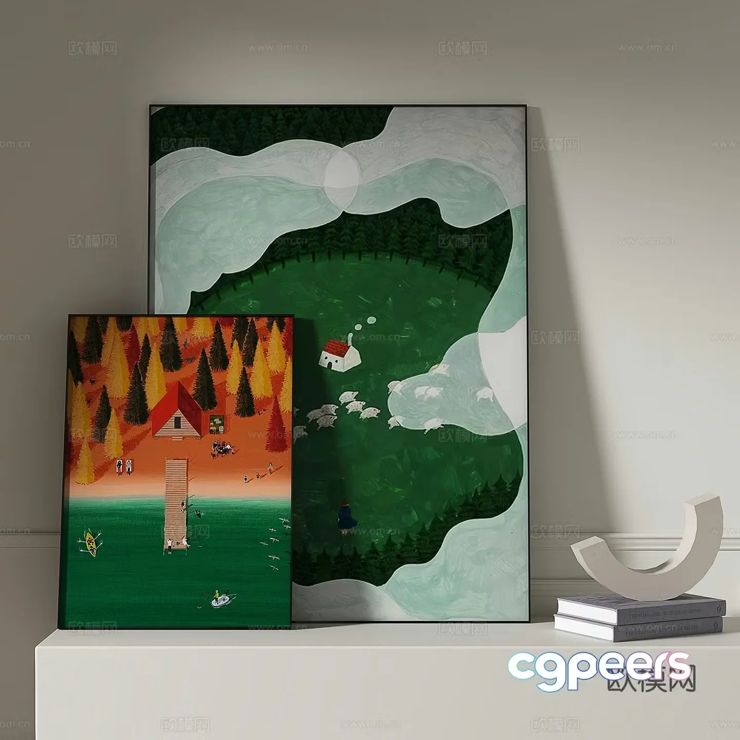 Modern cartoon painting decorative painting 3d model