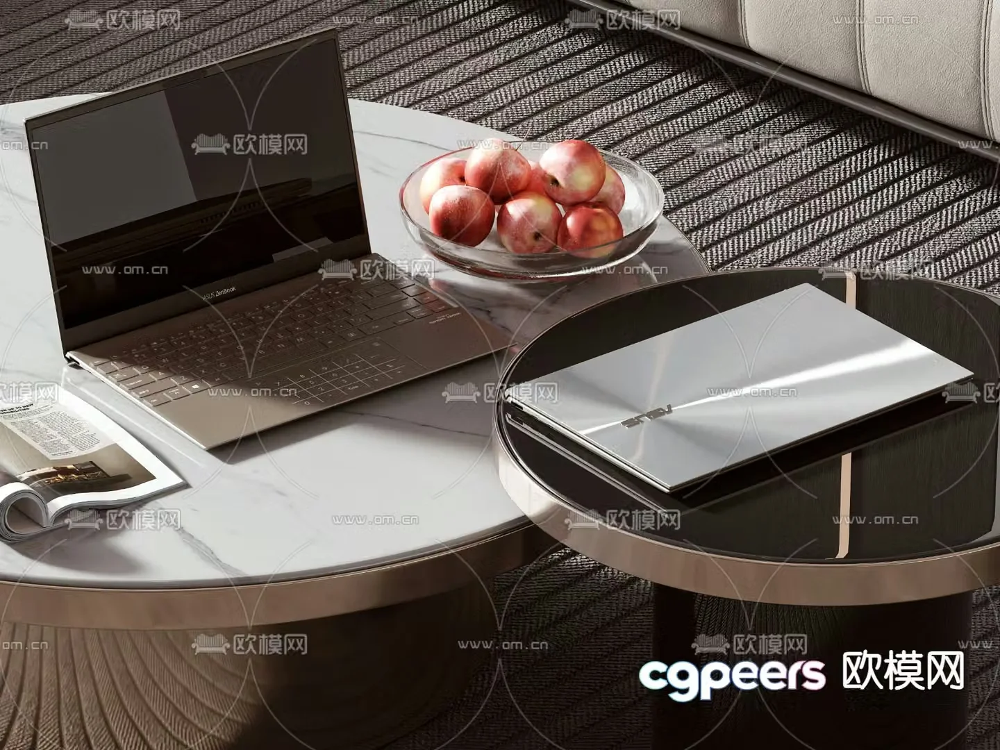 Office accessories computer fruit plate 3d model