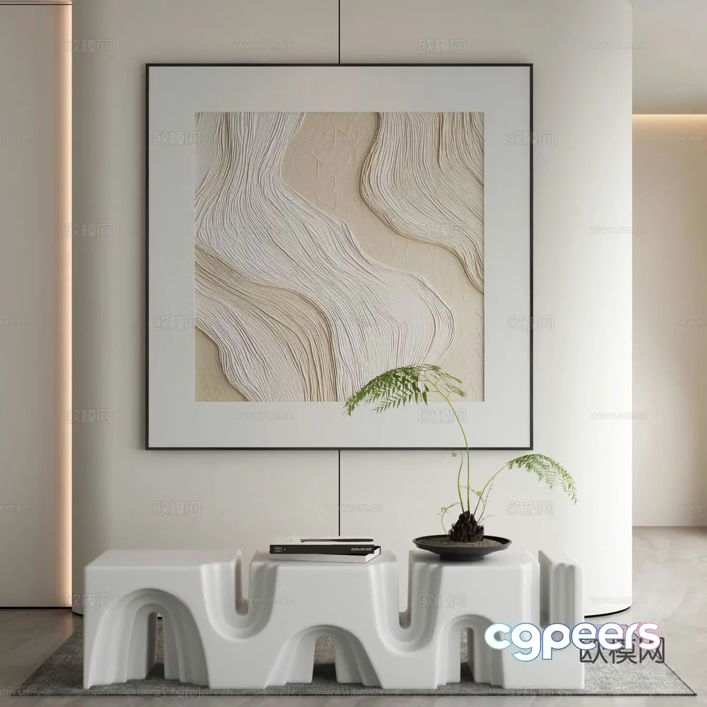 Modern texture painting decorative painting 3d model