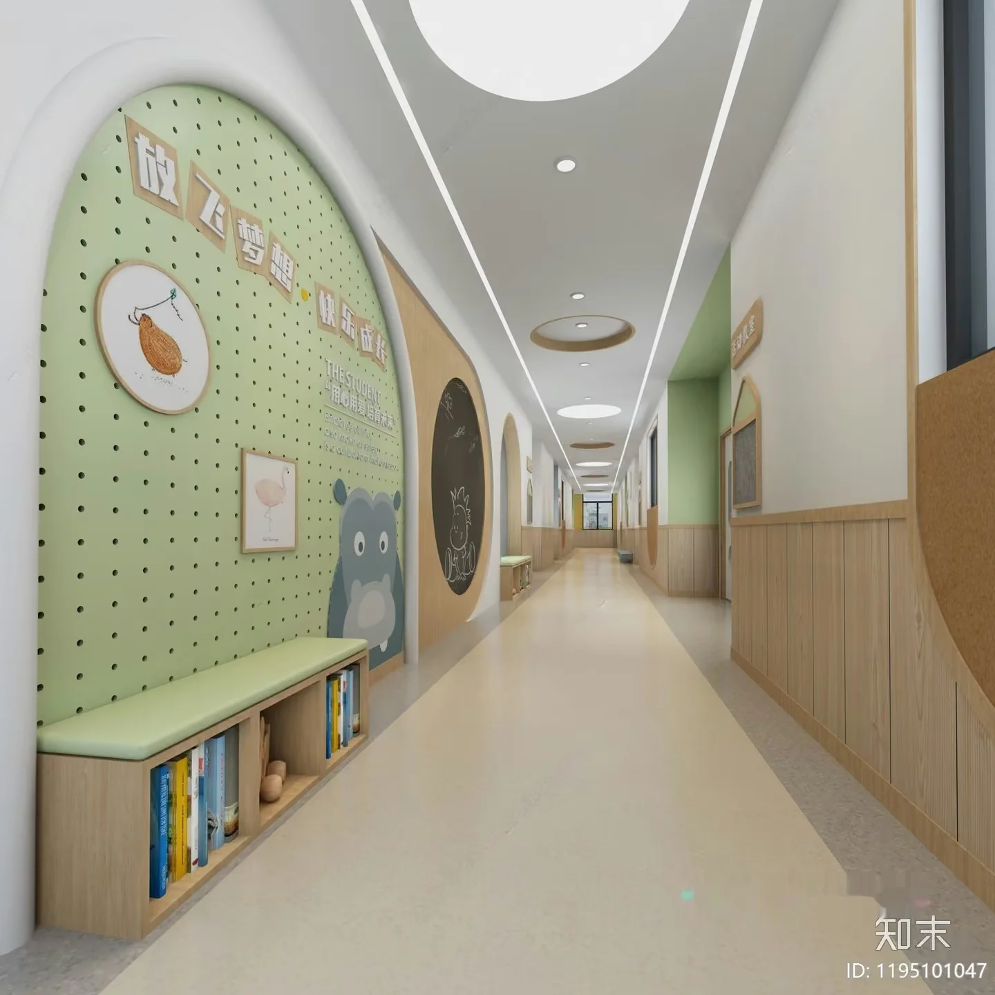 Modern School Hallway 3D Model – 12944 – VRAY Render