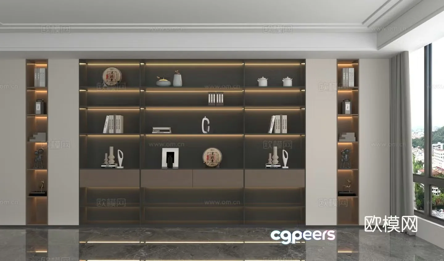 Modern wall cabinet bookcase 3d model