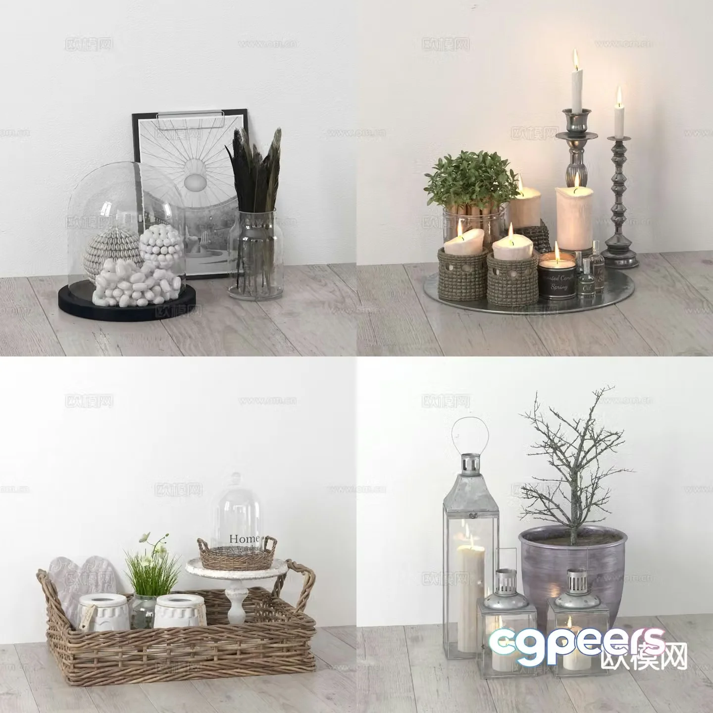 Nordic decorations furnishings candlestick lamp 3d model