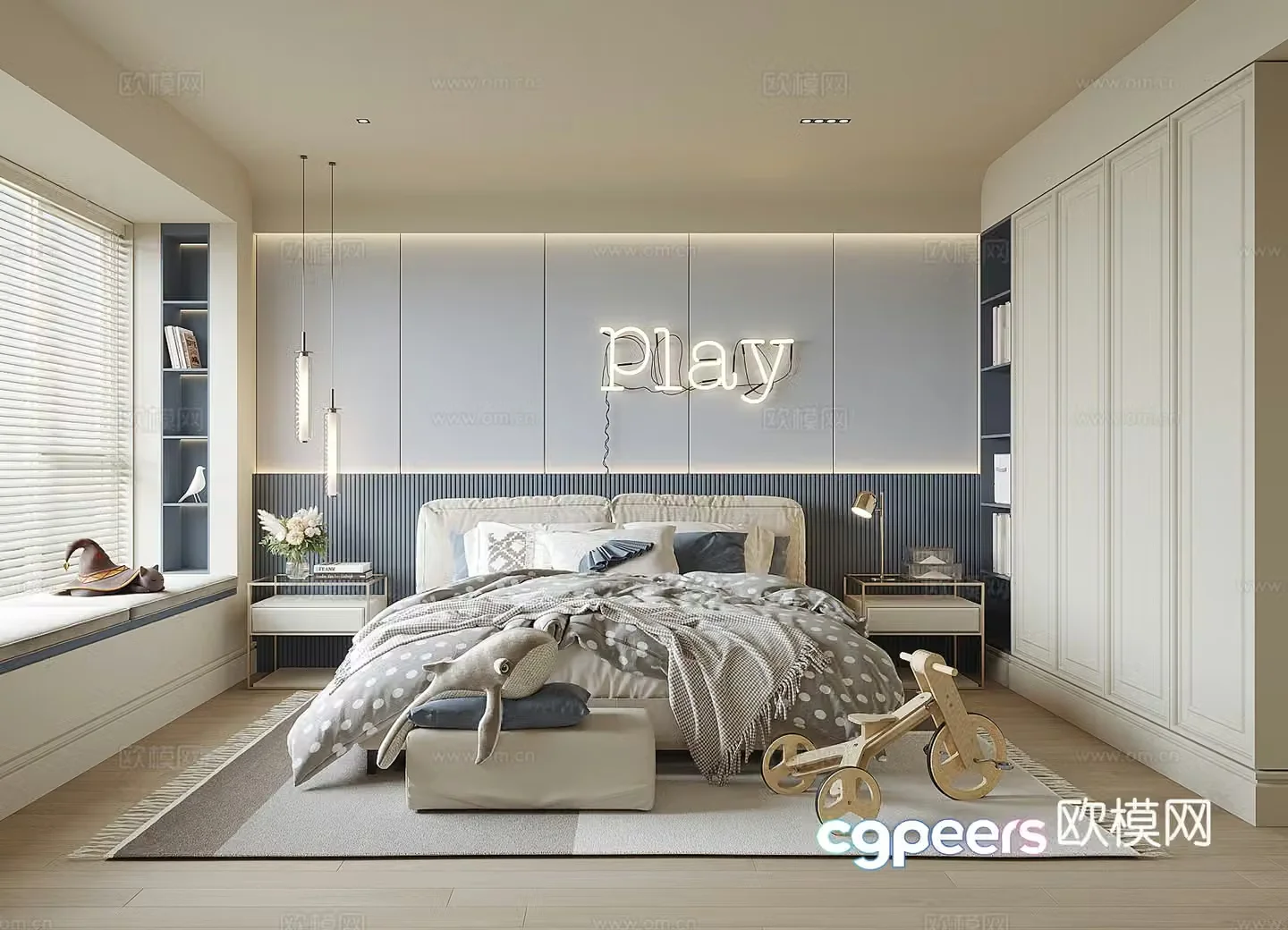 Modern boy room 3d model