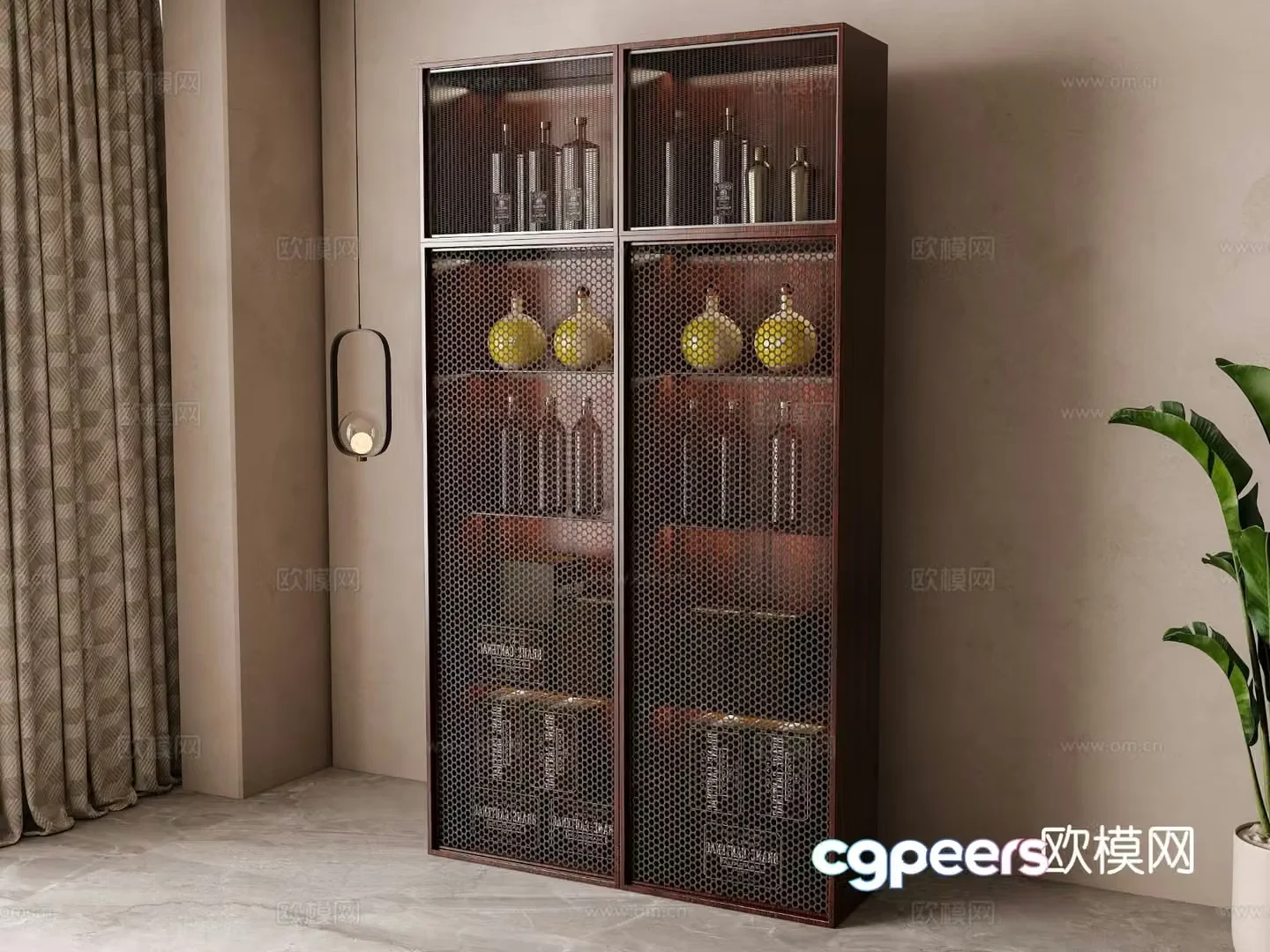 American wine cabinet 3d model