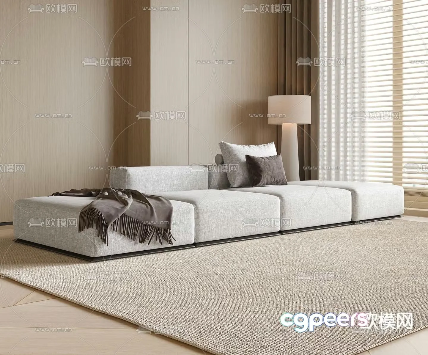 Multi-person sofa upholstered sofa 3d model