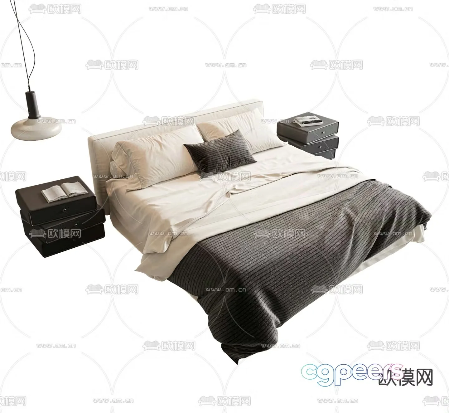Modern double bed 3d model