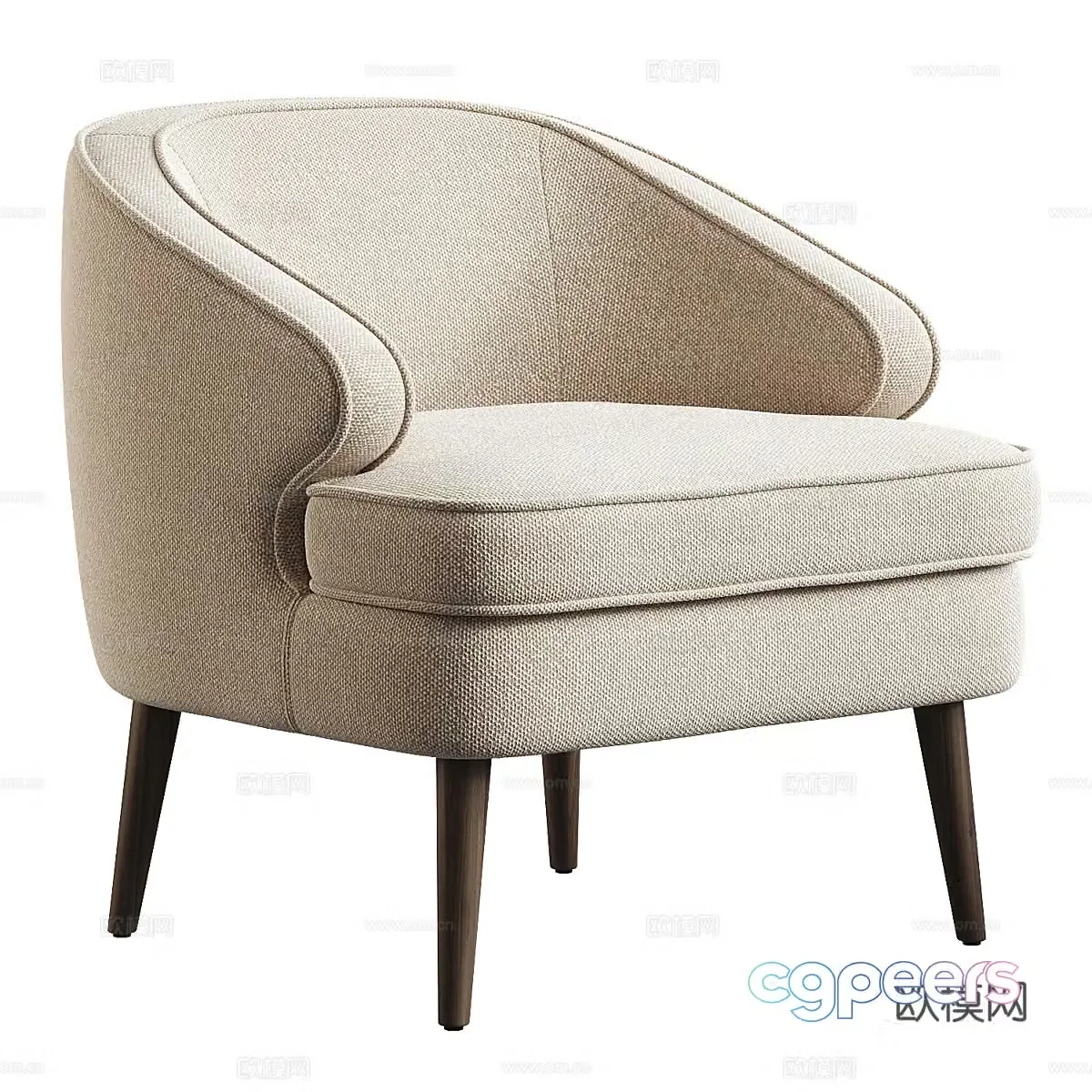 New Chinese style fabric armchair 3D model