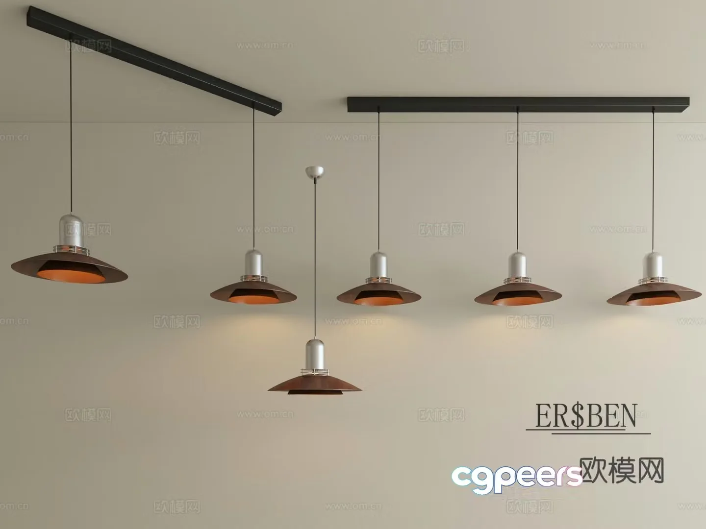 Medium style restaurant chandeliers Japanese style retro walnut study lamp single head dining table bar designer flying saucer chandeliers 3D model