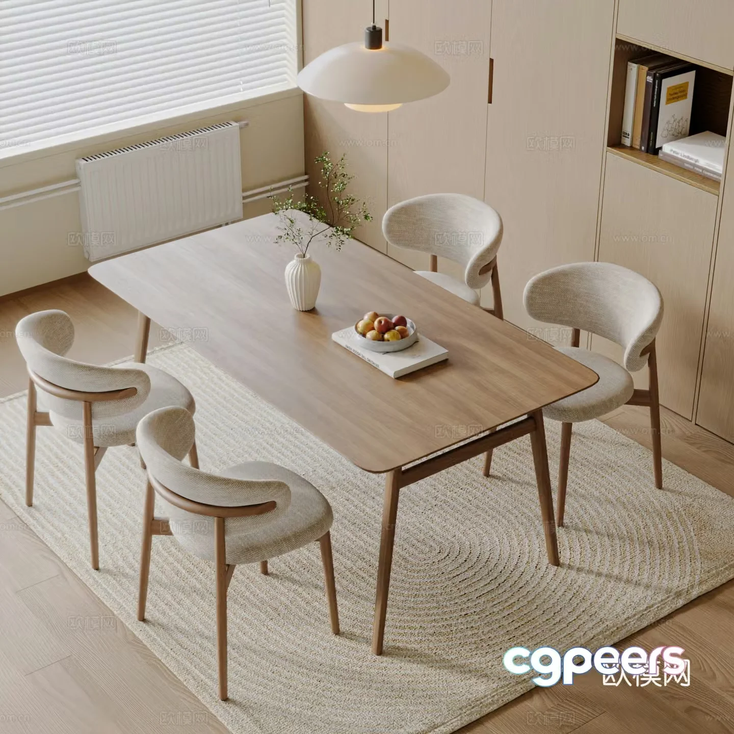 Modern log style dining table and chair Nordic dining table and chair cream style dining table and chair rectangular dining table and chair 3d model