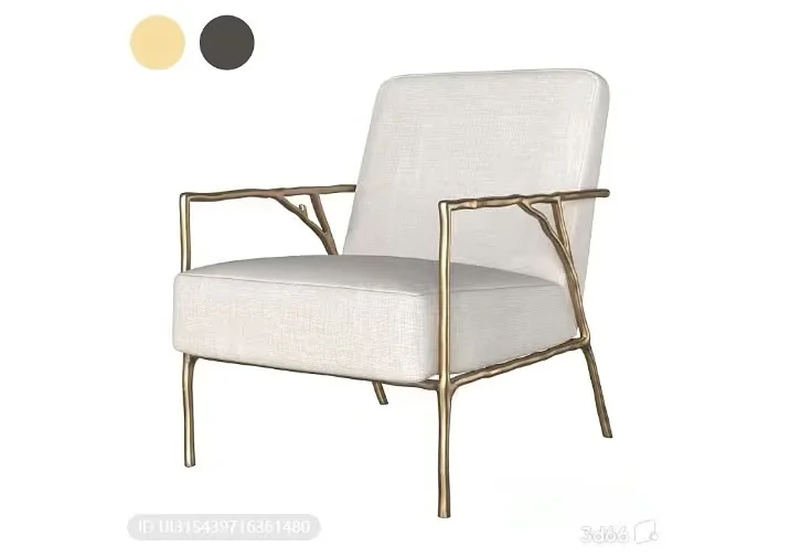 Gold Armchair 3D Model – 537 – VRAY Render