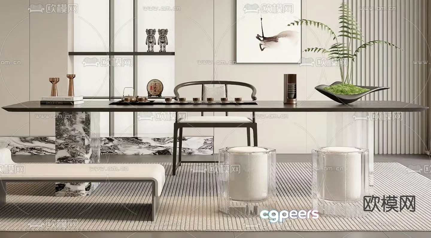 Modern tea table tea table 3d model