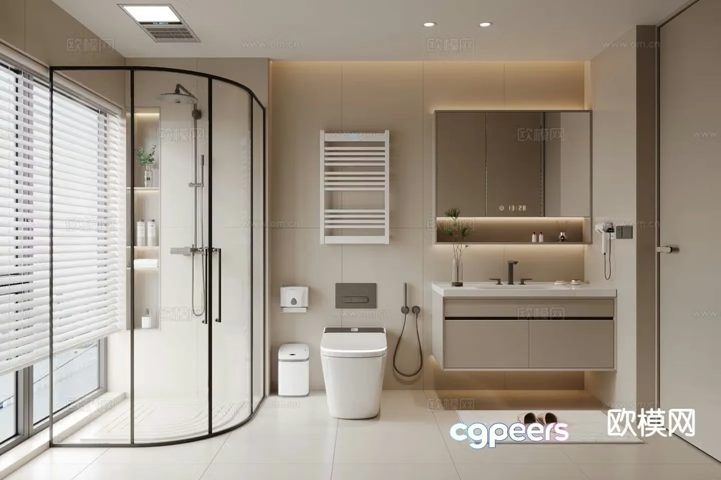 Cream style bathroom bathroom toilet 3d model