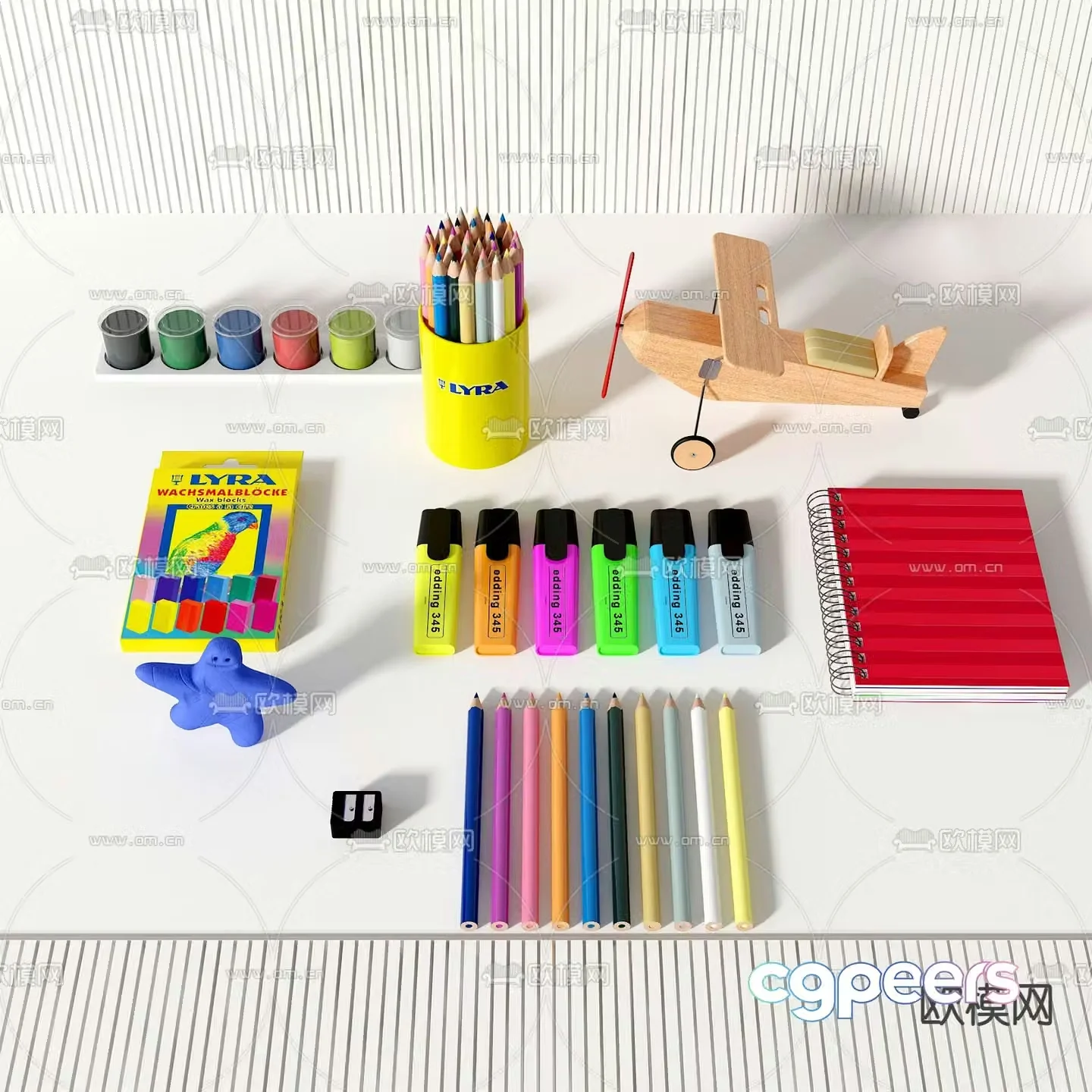 Colored pencil marker pen holder stationery 3d model