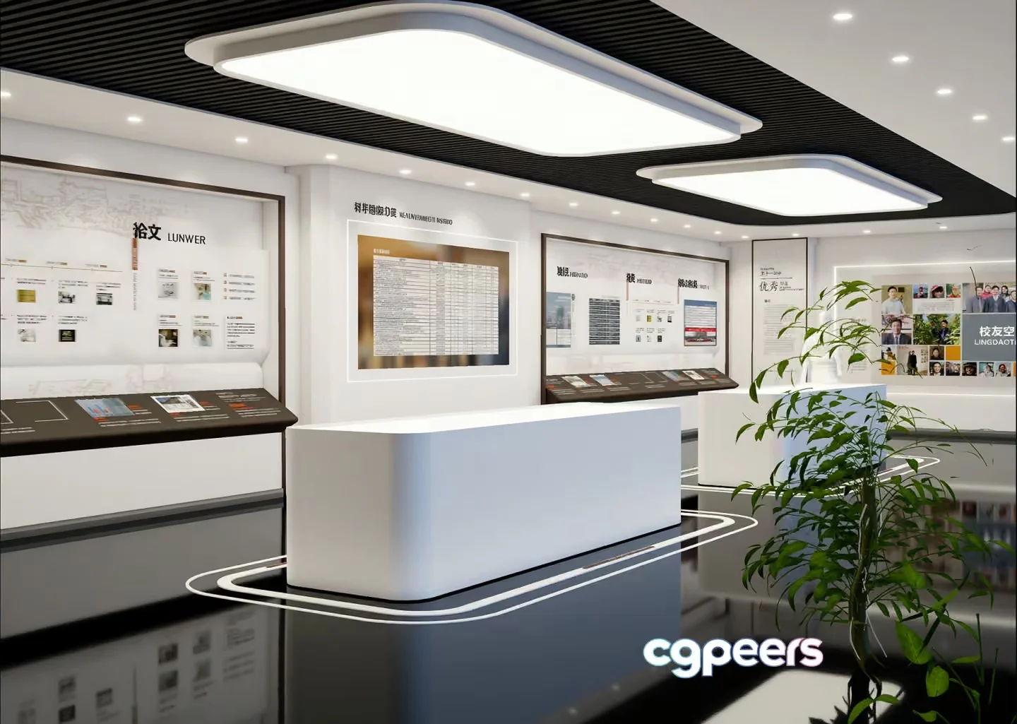 A White Reception Desk 3D Model – 7603 – VRAY Render
