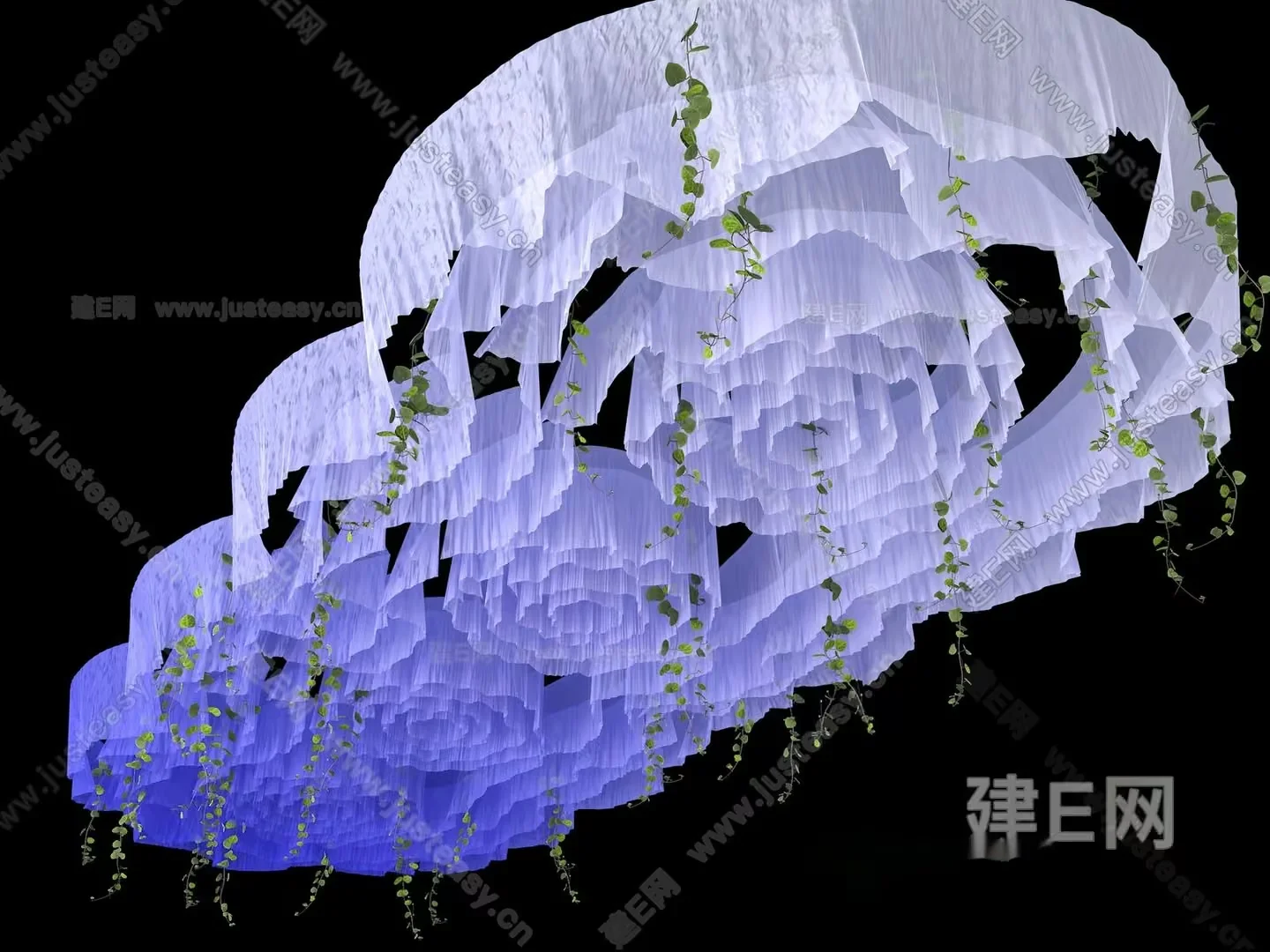 A White Fabric Structure With Green Vines 3D Model – 7454 – VRAY Render