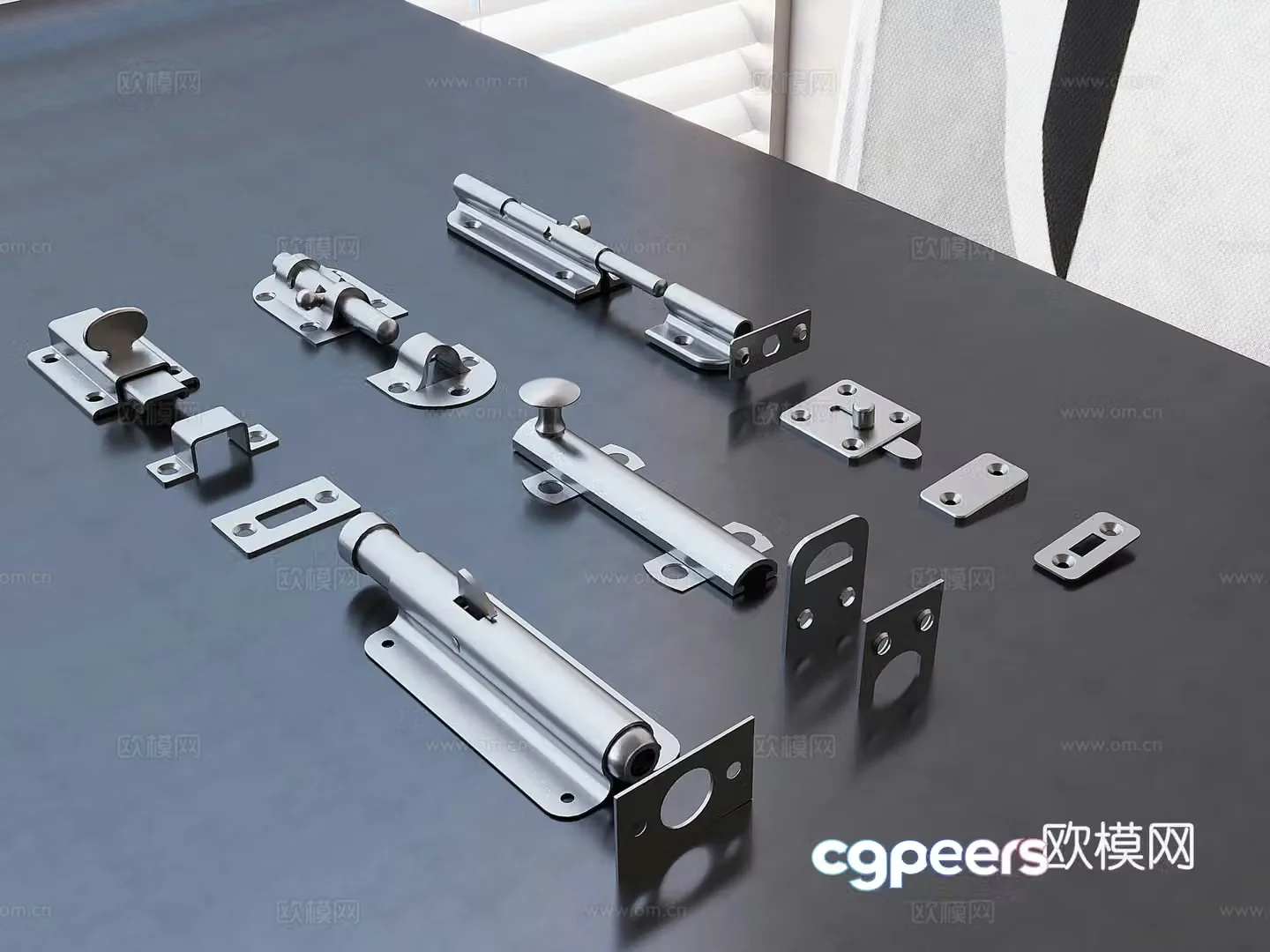 Stainless steel bolt door plug hardware component lock 3D model