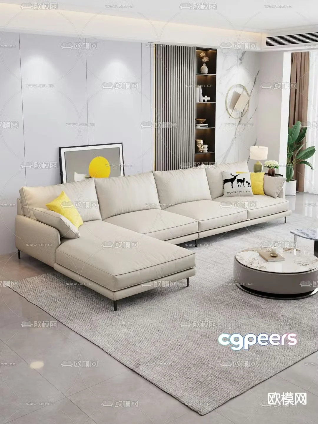 Corner sofa multi-person sofa 3d model