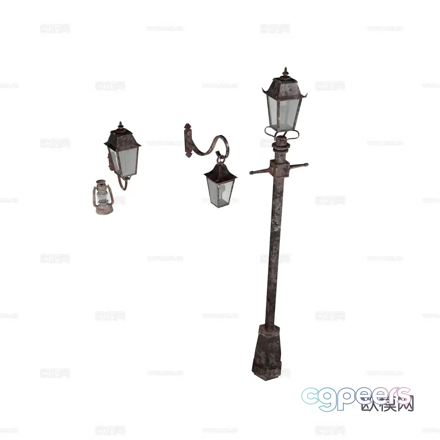 Street light wall light horse lantern 3d model