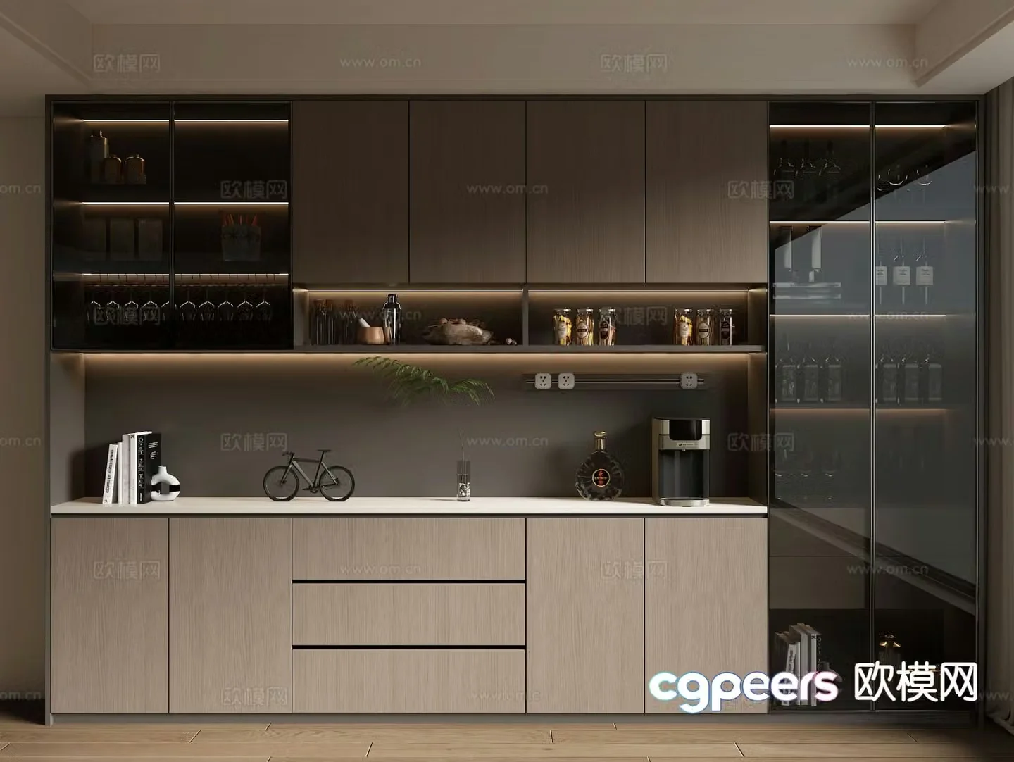 Italian wine cabinet sideboard 3d model