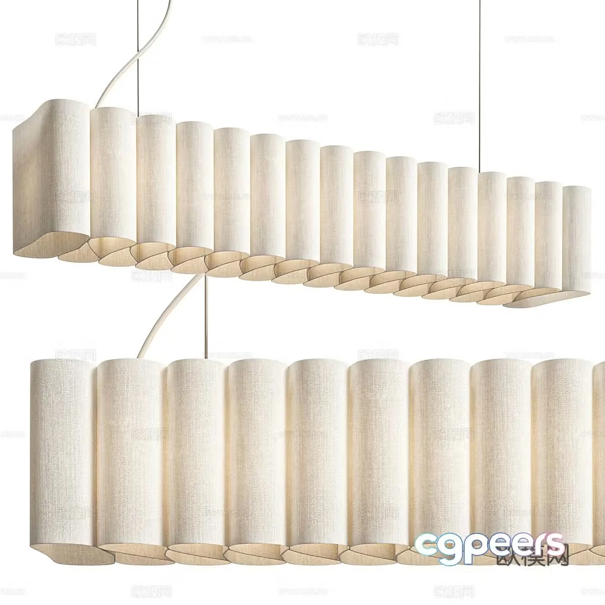 Modern Italian long strip paper decorative chandelier 3d model