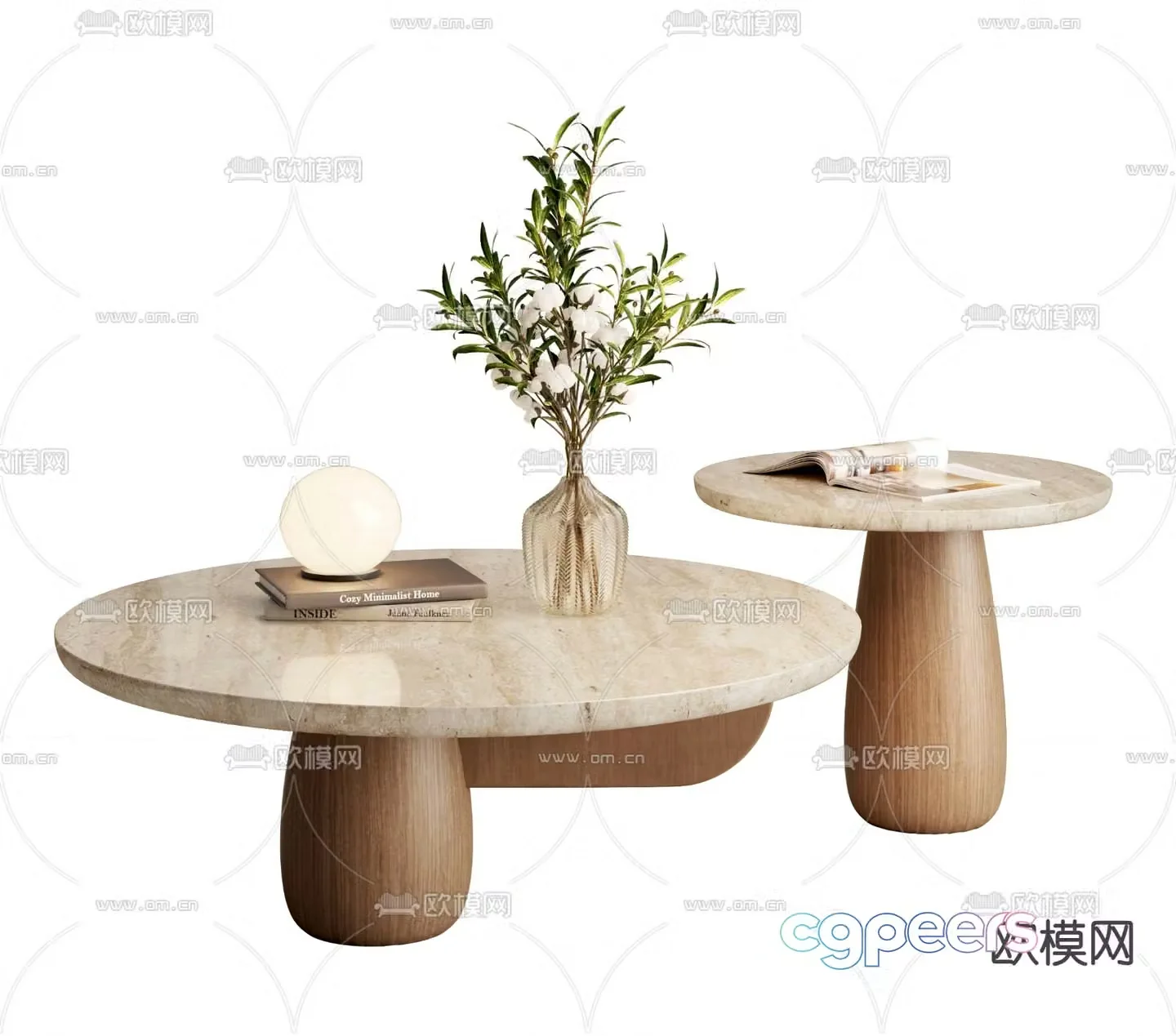 Wabi-sabi coffee table mother-and-son coffee table 3d model