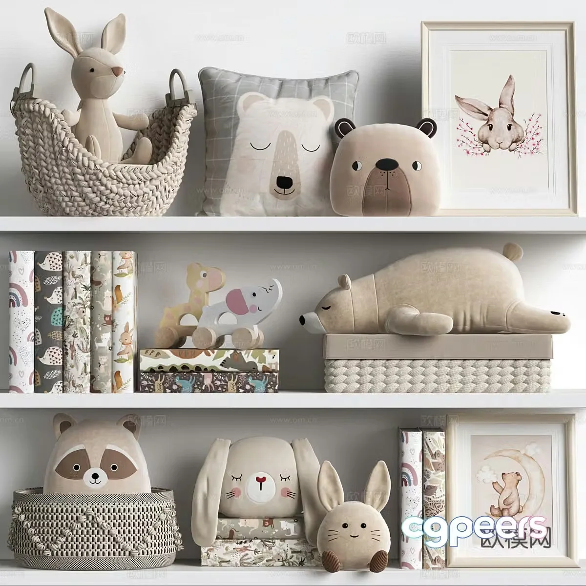 Modern cream style children’s toys 3d model
