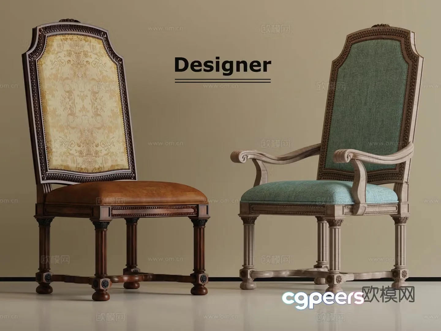 American single chair dining chair 3d model