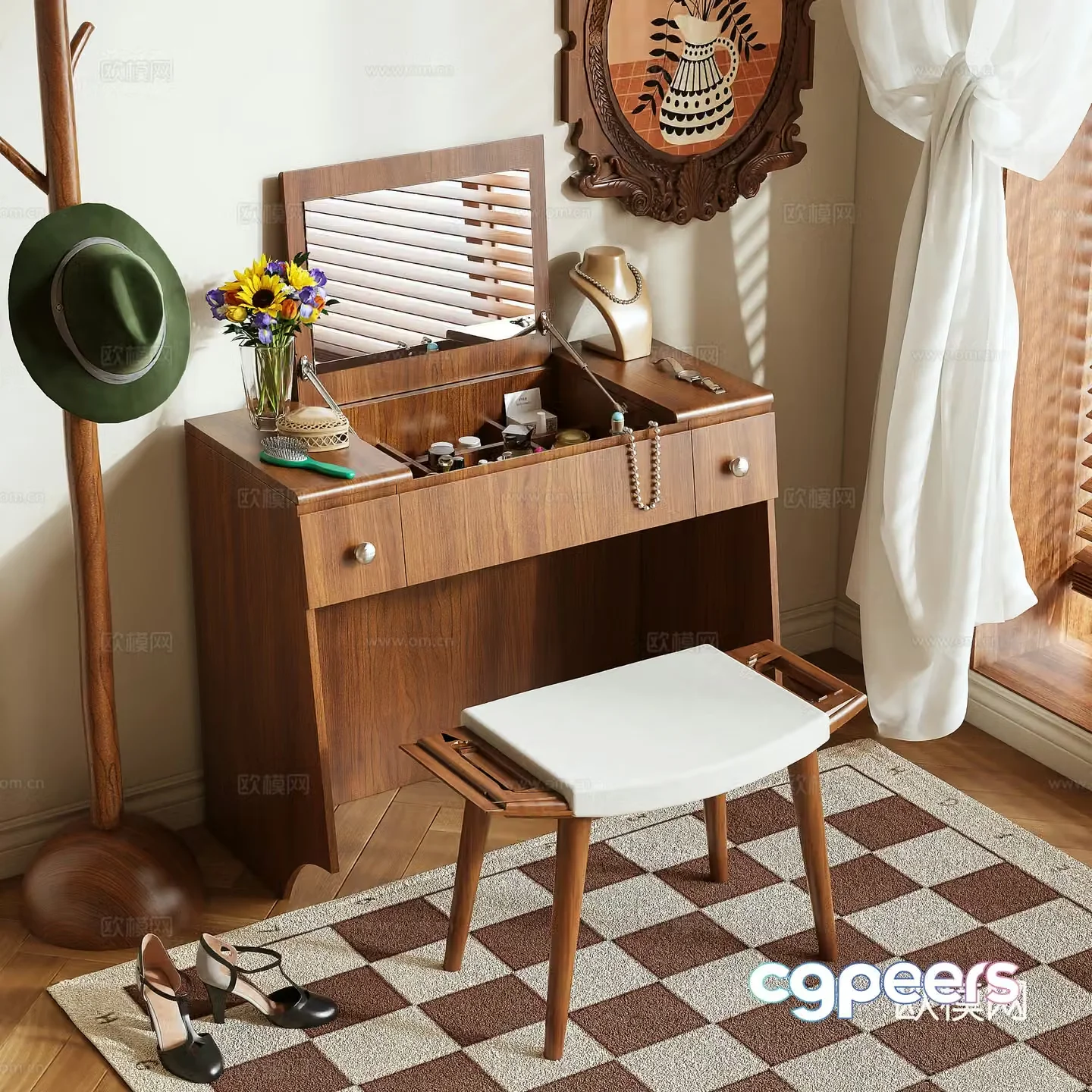 Medieval style dressing table 3d model