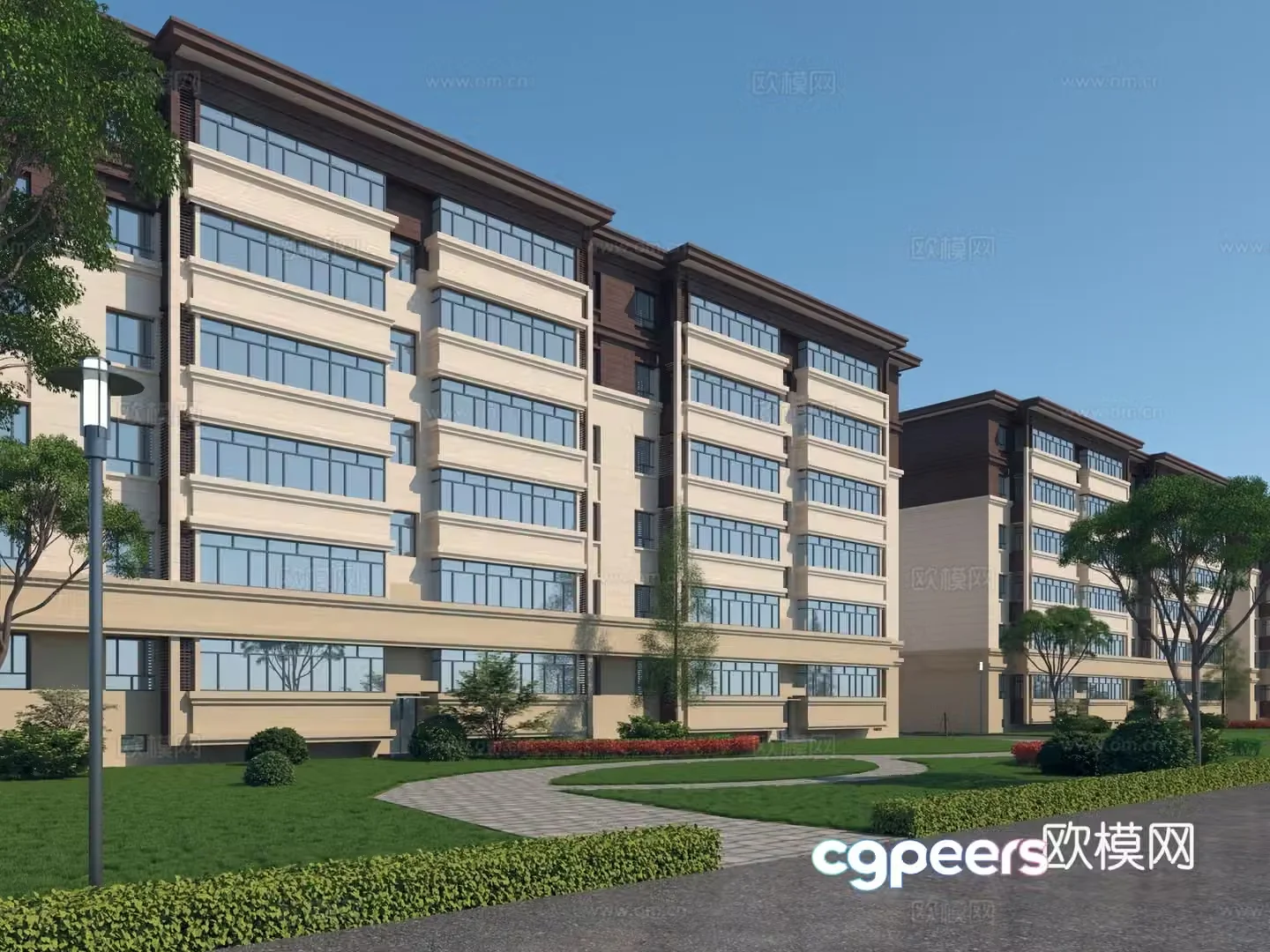 Modern resettlement house residential building 3d model