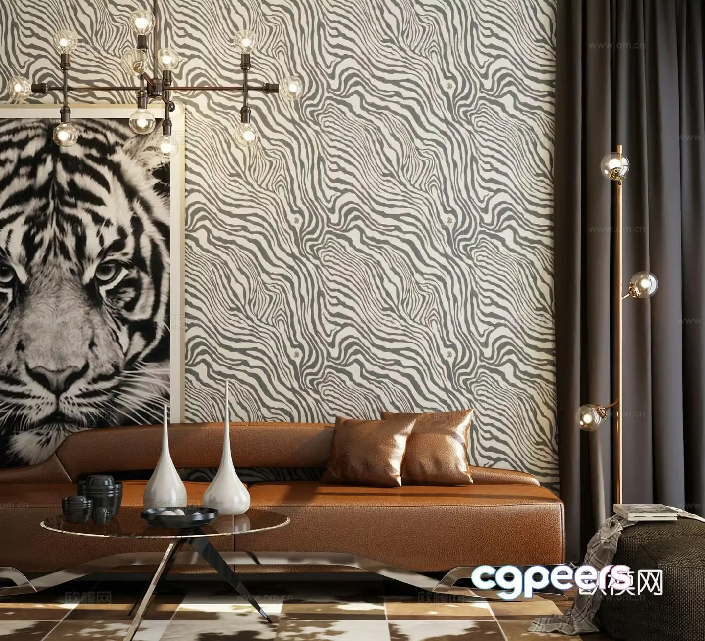 Modern sofa decoration chandeliers 3d model