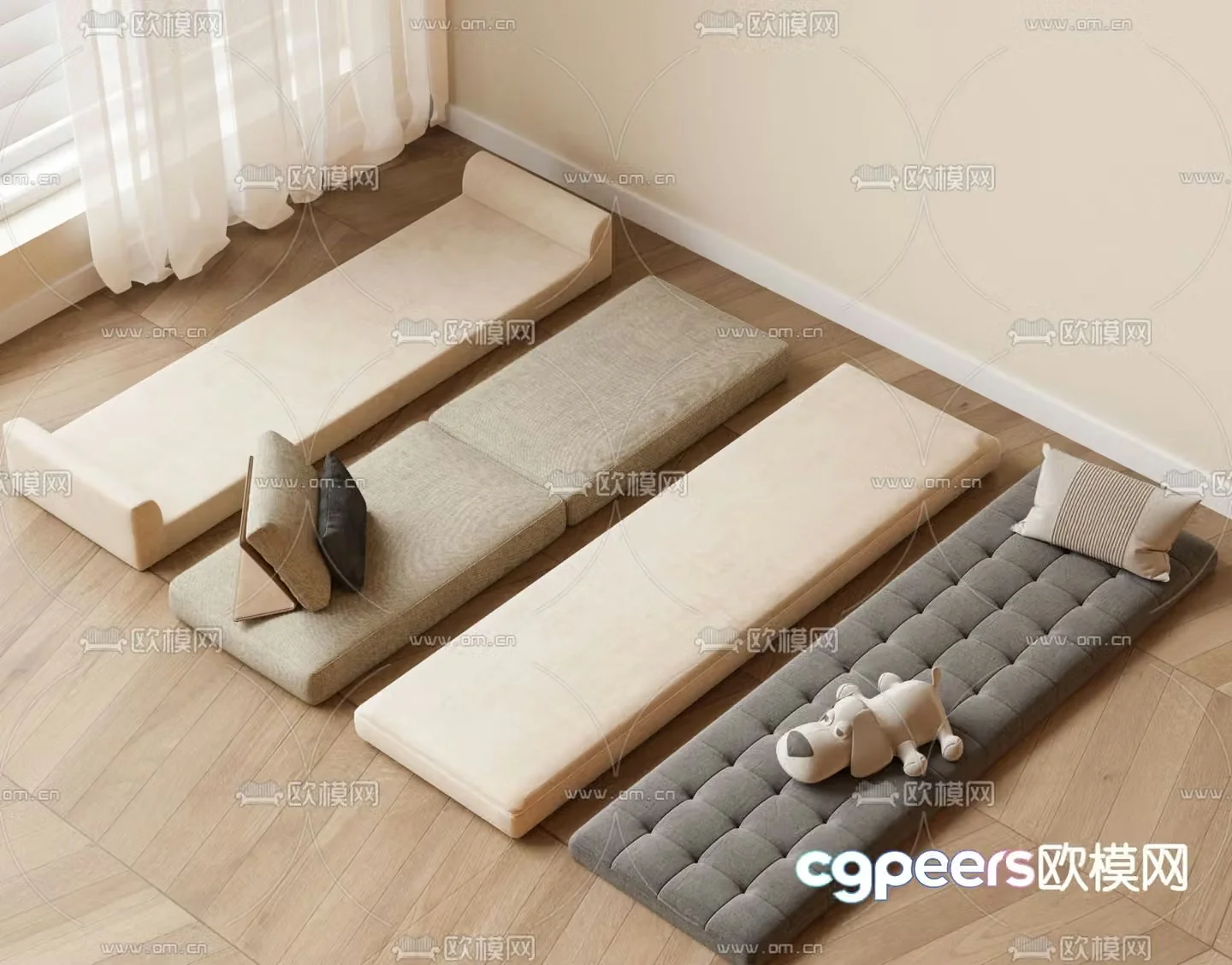 Modern bay window cushion cushion 3d model