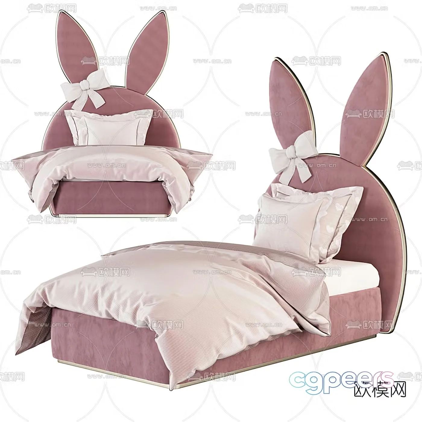 Modern fabric children’s bed 3d model