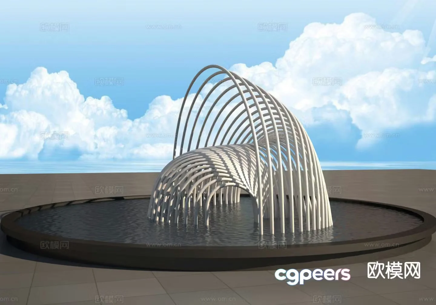 Wormhole abstract sculpture urban sculpture 3d model