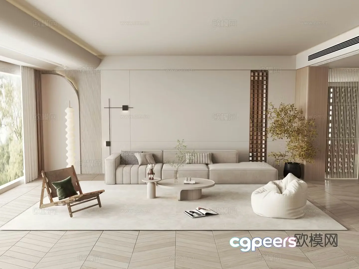 Creamy Wind Living Room Wasabi Wind Living Room 3D Model