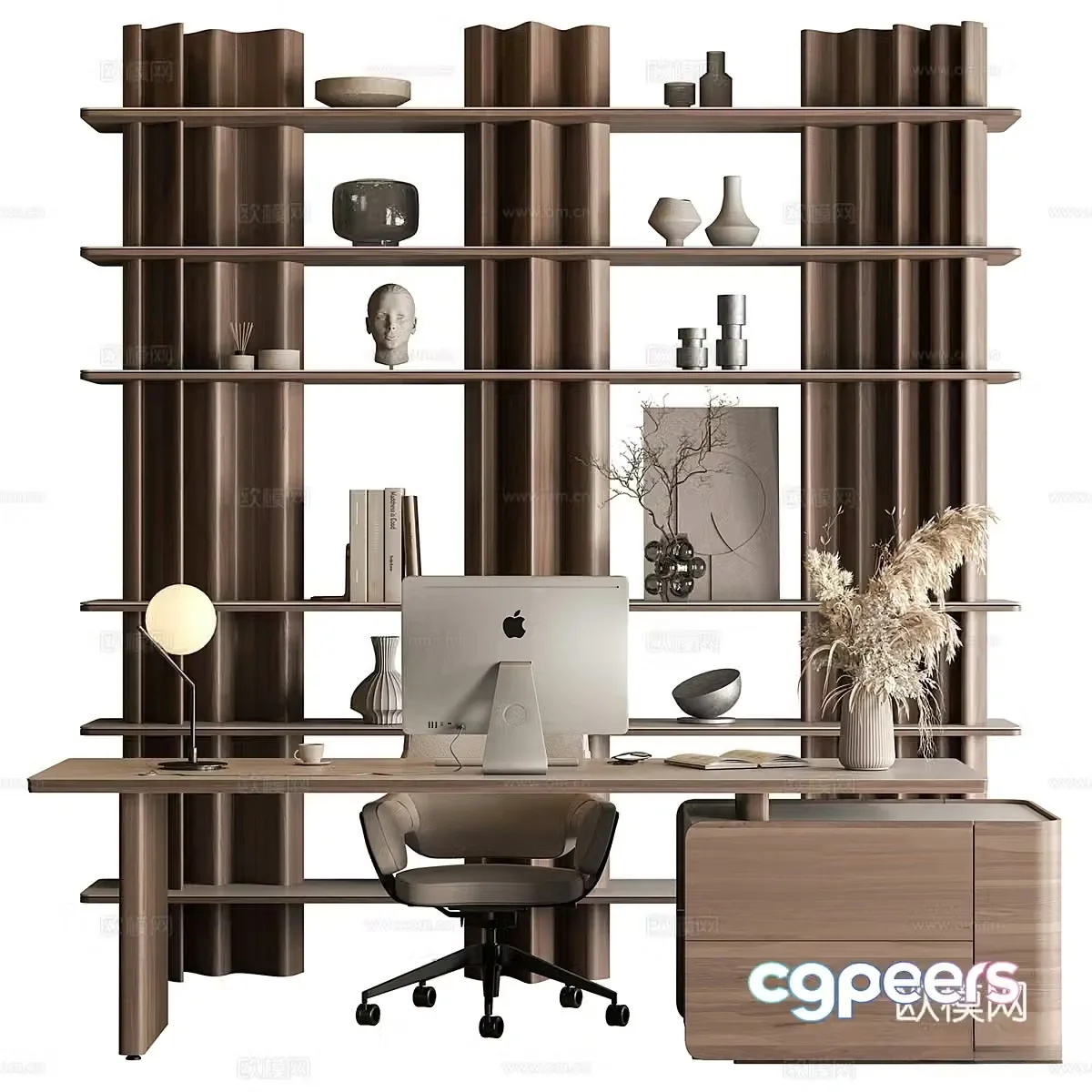 New Chinese style desk and chair 3d model