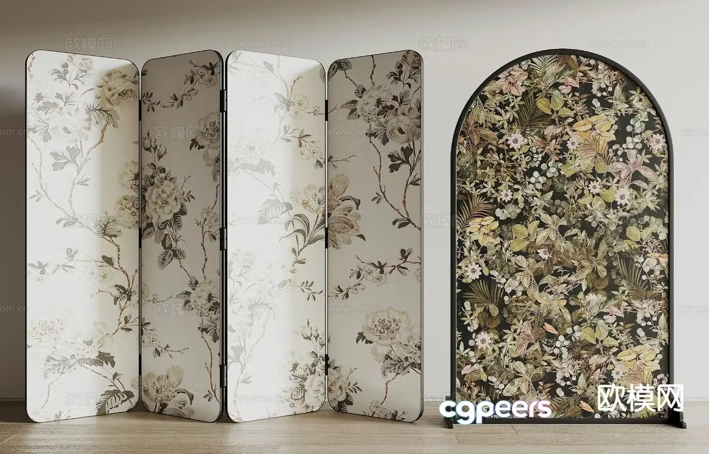 Middle style screen folding screen 3d model