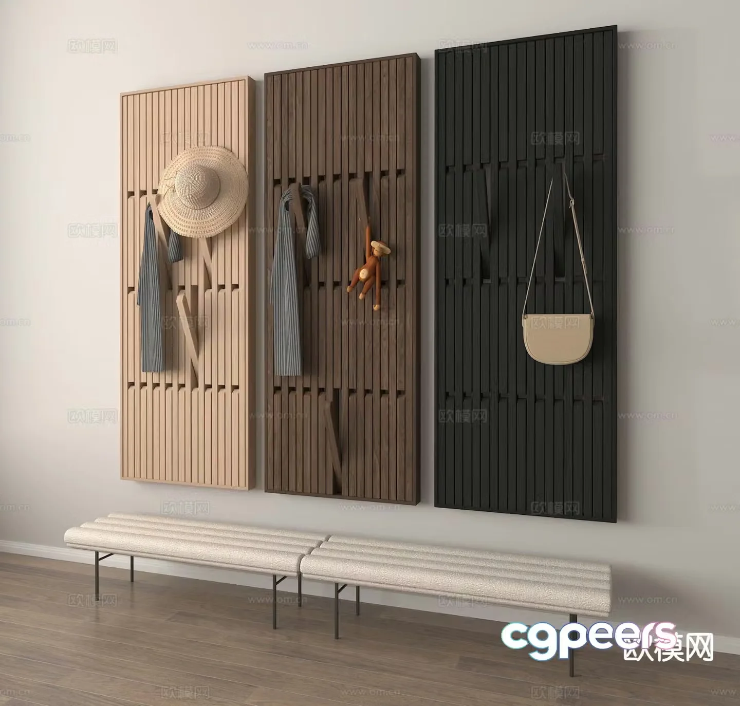 Piano key clothes hanger entrance clothes hook 3D model