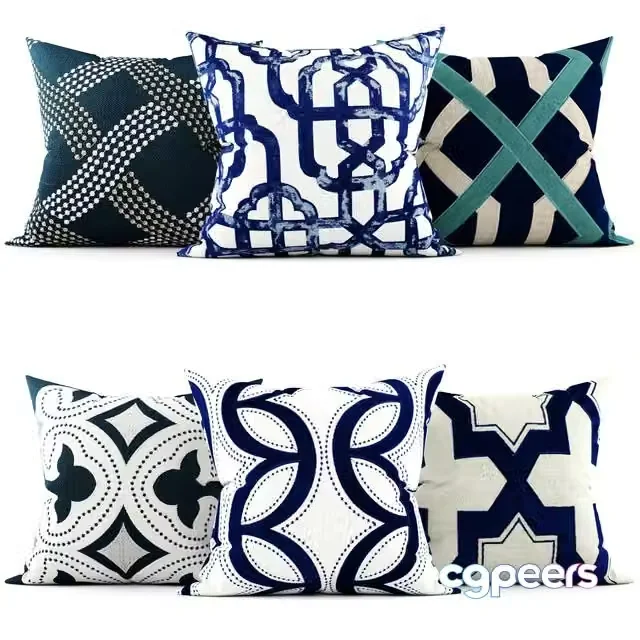 3ds Max Free – Decorative pillows (blue pattern)