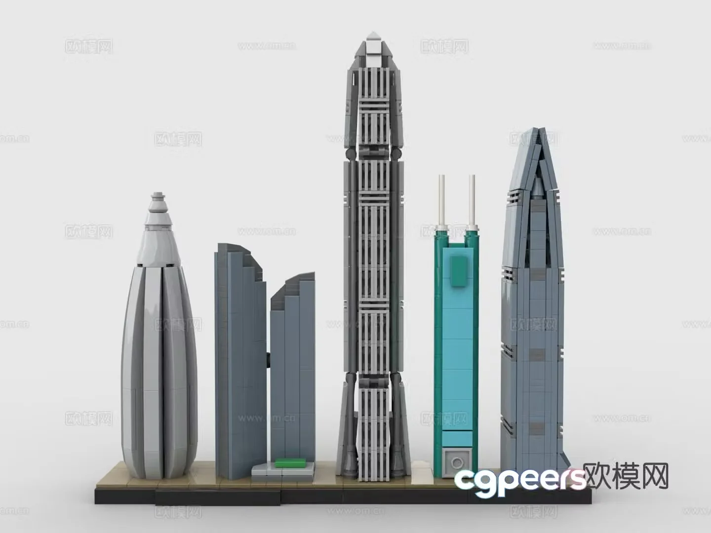 LEGO toys city skyline building blocks 3d model