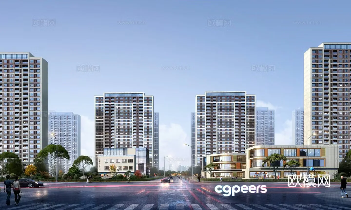 Residential 3D model along the street