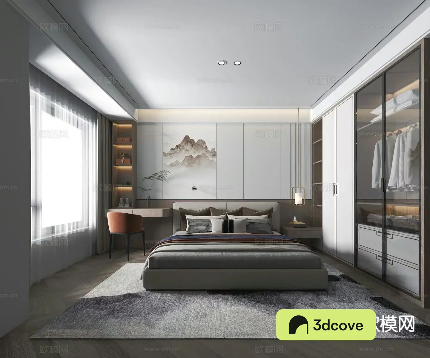 New Chinese style bedroom without main light master bedroom