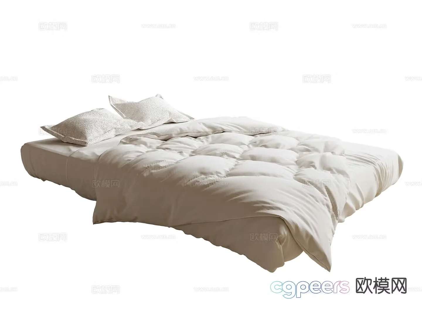 Modern double bed tatami bed 3d model